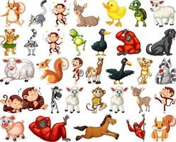 Set of animal cartoon character vector