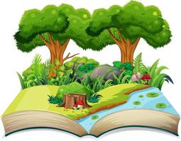 Open book with nature landscape vector