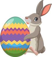 Cute easter bunny with decorated egg vector