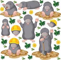 Seamless pattern with cute moles vector