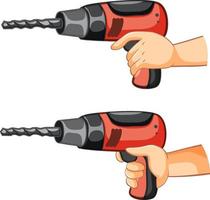 Hand holding drilling machine vector