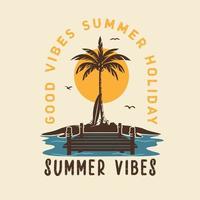 logotipo de diseño de plantilla de playa de verano, ilustraciones de camisetas vector