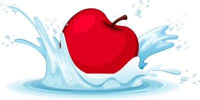 A water splash with apple on white background vector