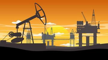 Petroleum industry concept with offshore oil platform vector