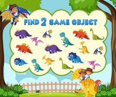 Find object game template of dinosaur vector