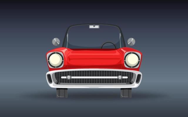 Classic car on gray background