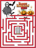 Maze game finds the ghost's way to gravestone vector