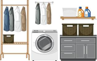 Laundry room objects set vector