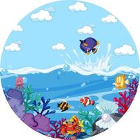 A water splash scene with fish on white background vector