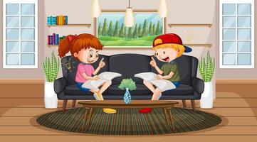 Children reading books at home vector