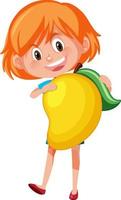 A girl holding fruit on white background vector