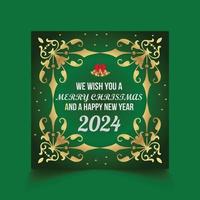 Merry christmas and happy new year social media post template Free Vector