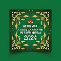 Merry christmas and happy new year social media post template Free Vector