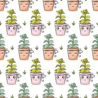 Cute home plant seamless pattern vector