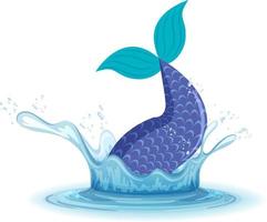 A water splash with mermaid tail on white background vector