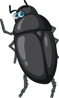 un personaje de dibujos animados de escarabajo negro aislado vector