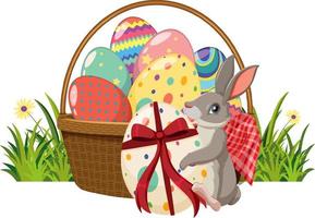 Happy Easter design with bunny and eggs vector