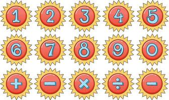 Number 0 to 9 with math symbols vector