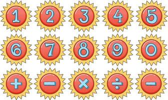 Number 0 to 9 with math symbols vector