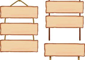 Set of different wooden sign boards vector