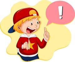 A boy with exclamation mark in callouts vector