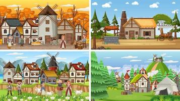 Set of different scene medieval vector