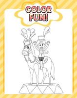 Circus doodle outline for colouring printable vector