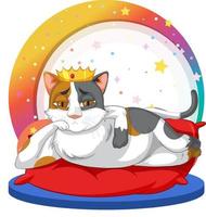 King cat with lying pose cartoon vector