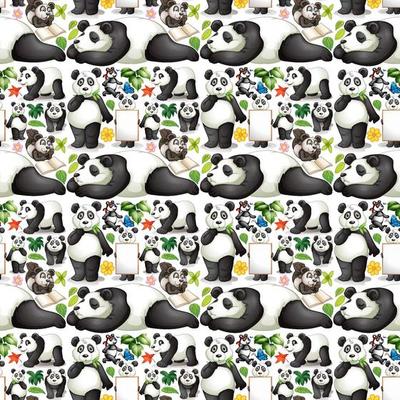 Seamless design with cute panda