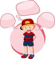 A boy thinking with many callouts vector