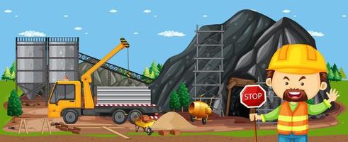 Cartoon scene of building construction site vector