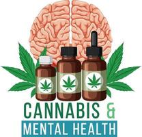 diseño de carteles con cannabis y salud mental vector