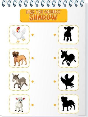 Find the correct shadow with farm animal theme