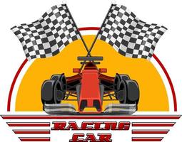 Racing car logo with racing car on white background vector