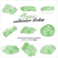 Green watercolor splash and brush stroke clipart collection for decoration vector