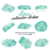 Aqua watercolor splash and brush stroke clipart collection for decoration vector