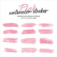 Pink watercolor splash and brush stroke clipart collection for decoration vector