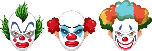 Set of clown facial expression vector