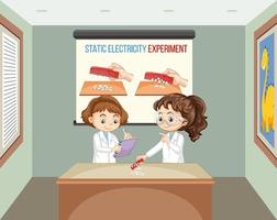 Static electricity with hair comb science experiment vector