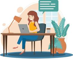 Work at home concept in flat design vector