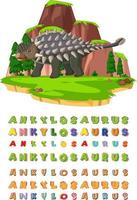 Font design for ankylosaurus vector