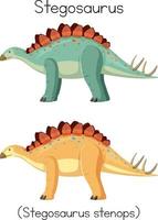 Stegosaurus in orange and green colors vector