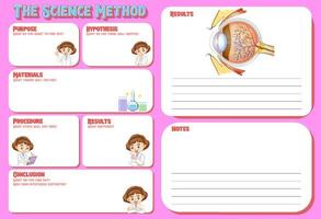 The science method worksheet for children vector