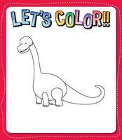 Worksheets template with lets color text and dinosaur outline vector