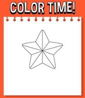 Worksheets template with color time text and ster outline vector