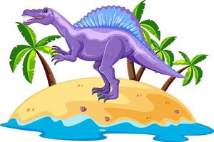 Scene with dinosaurs spinosaurus on island vector