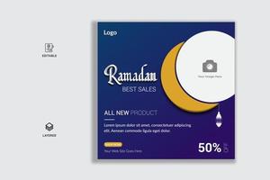 Ramadan Holiday Sales Template Hanging Lantern with Moon vector