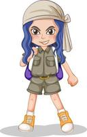 Little girl in camping outfit shouting vector