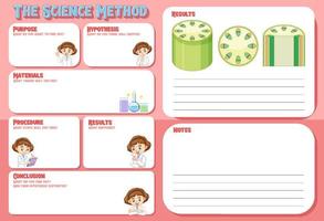 The science method worksheet for children vector