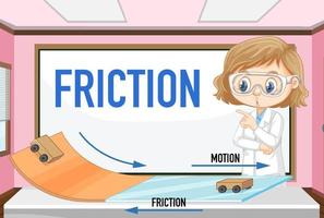 Scientist kids doing friction experiment vector